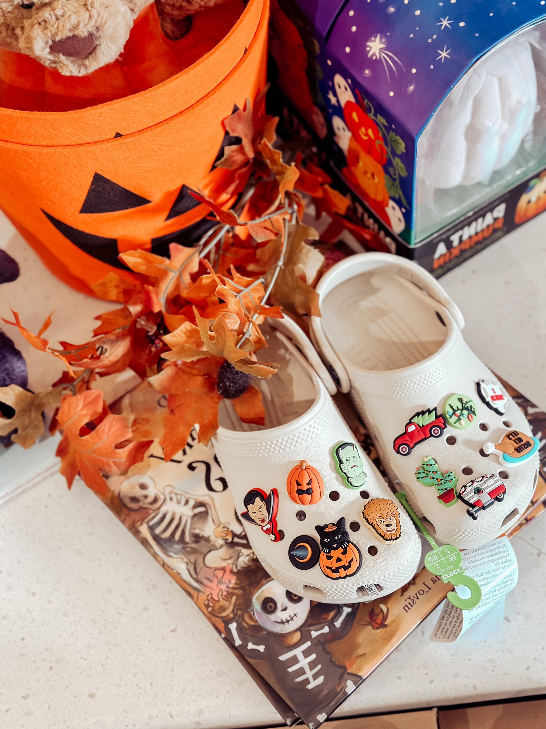 Bigley's Little Shoppe- Boo basket fillers, candy bucket, Halloween Jellycat, Halloween Croc Jibbitz, Halloween book