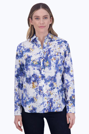 FOXCROFT- Meghan No Iron Abstract Floral Shirt