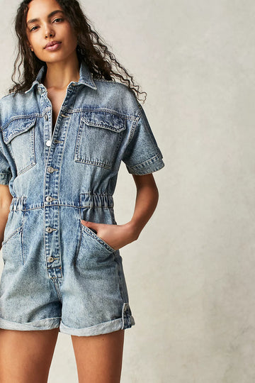 FREE PEOPLE- Marci Cuffed Shortalls