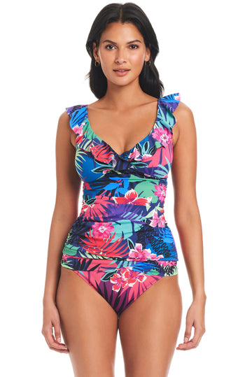 BLEU- WOMEN'S HAWAIIAN PUNCH TANKINI TOP